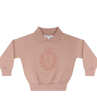 Little Parni Pink Collar Sweatshirt with logo flocking