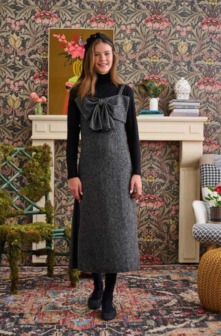 Laurent Grey Tweed Large Bow Jumper