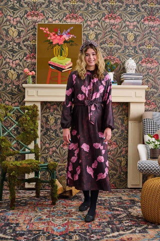 Laurent Brown/Mauve Floral Print Dress