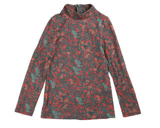 Noma Ditsy flower printed mockneck shell in Teal