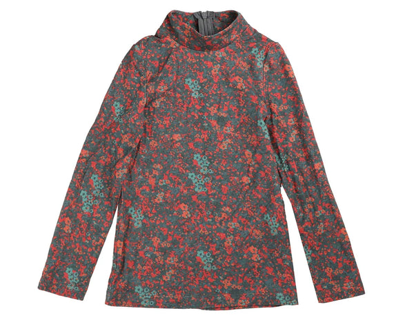 Noma Ditsy flower printed mockneck shell in Teal