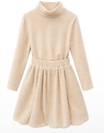 Gold Thread Cream Velvet 2PC