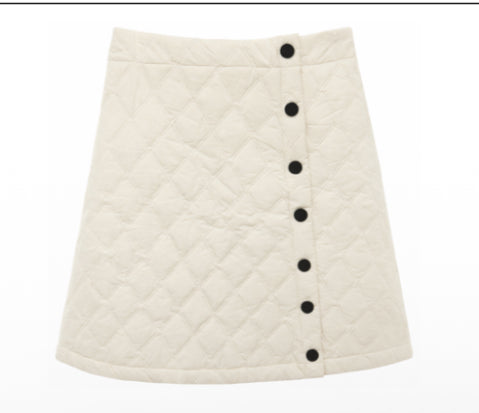 Gold Thread Ivory Quilted Skirt
