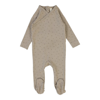 Lilette Printed Wrapover Footie In Taupe