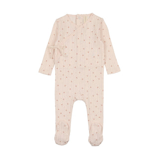 Lilette Printed Pointelle Wrap Footie In Shell Pink