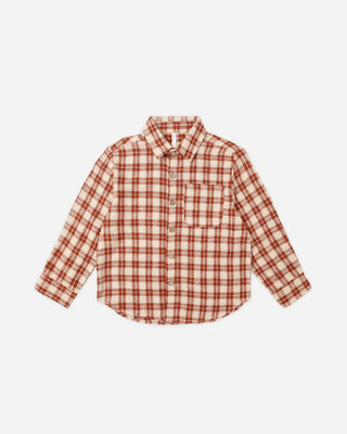 Rylee and Cru Collared Long Sleeve Shirt in Red Plaid
