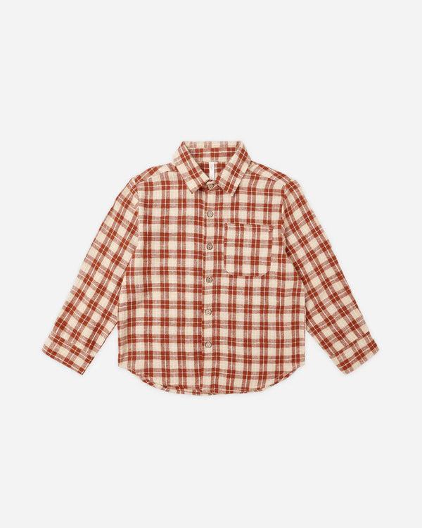 Rylee and Cru Collared Long Sleeve Shirt in Red Plaid