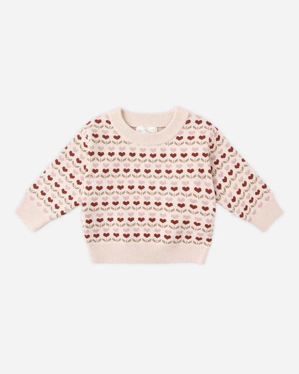 Rylee and Cru Shiloh Sweater in Ruby Hearts