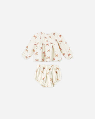 Rylee and Cru Sophia Top + Bloomer Set in Ruby Bows