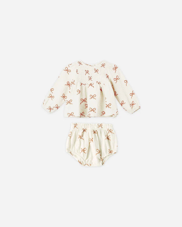 Rylee and Cru Sophia Top + Bloomer Set in Ruby Bows
