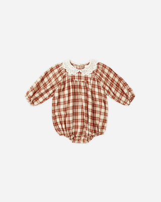 Rylee and Cru Heidi Romper in Red Plaid