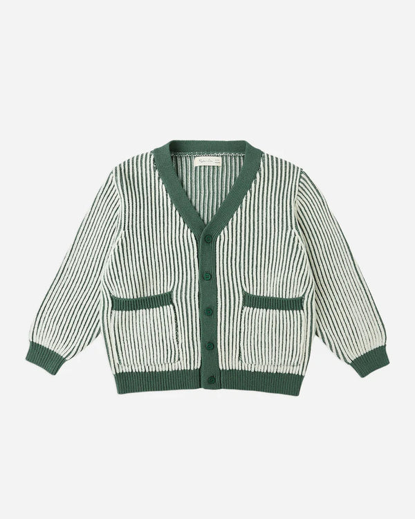Rylee And Cru Green Stripe Haywood Cardigan