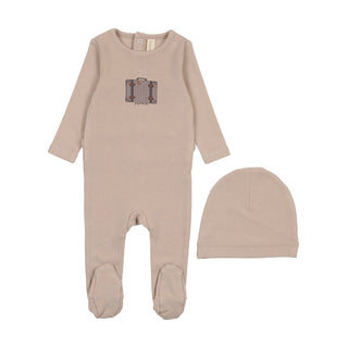 Lilette Suitcase Footie Set In Taupe