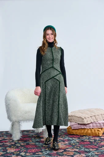Laurent Olive Tweed Jumper with Shimmer