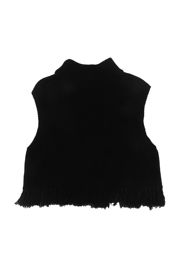 Loud DINNER Fringe Top in Black