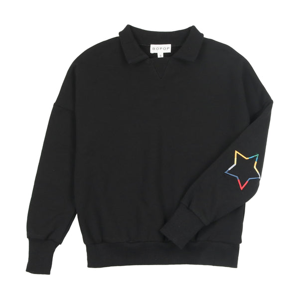 Bopop Collared Boy Star Sweatshirt