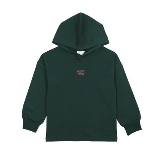 Bopop Canvas Patch Hooded Sweatshirt in Hunter Green