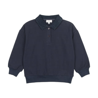 Bopop Denim Collared Sweatshirt