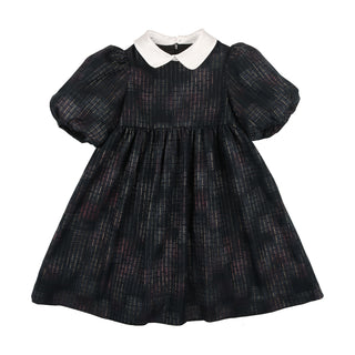 Bopop Metallic Navy White collar dress