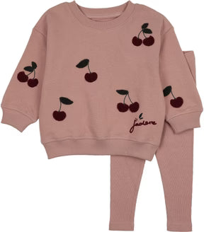 Lil Legs Bud Pink Cherry Patch Sweatshirt Set