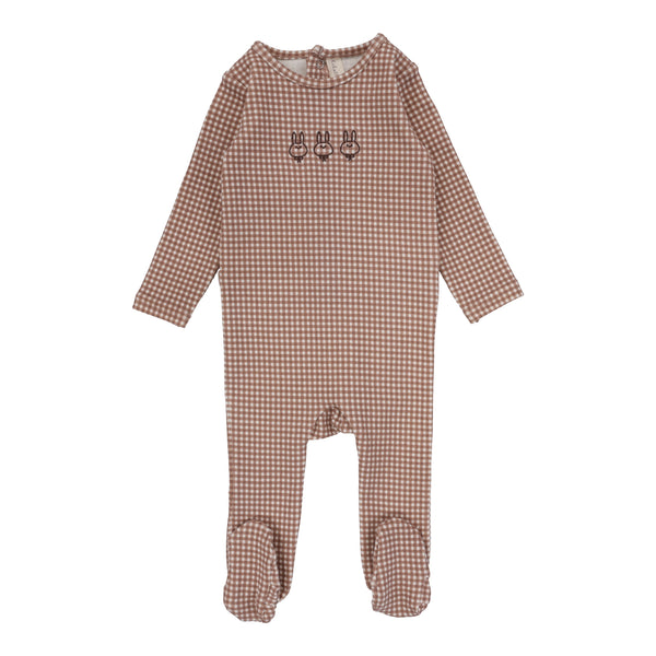 Lilette Plum Gingham Bunny Footie