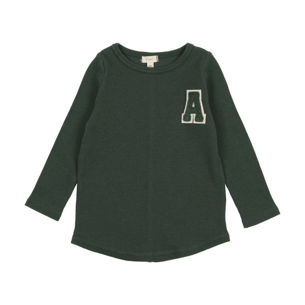 Lil Legs Ribbed Applique Tee in Green