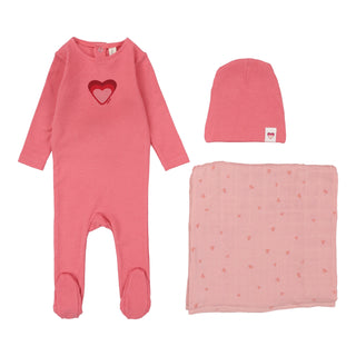 Lilette Big Graphic Heart Layette Set Bright Pink