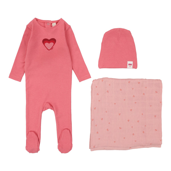 Lilette Big Graphic Heart Layette Set Bright Pink