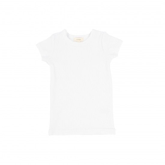 Lil Legs SS Pure White Ribbed Tee